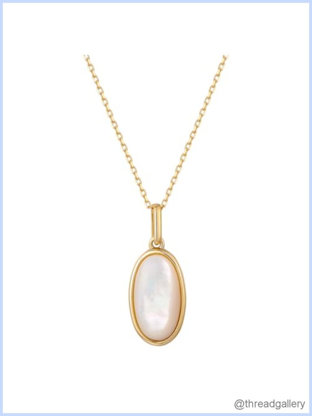 Sterling Silver Mother of Pearl Pendant Necklace 18K Gold Plated Minimalist